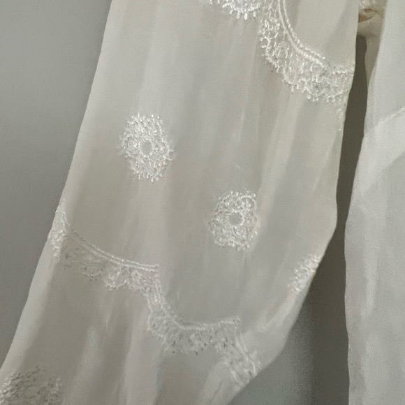 Johnny Was Sheer Blouse with Embroidered Long Sleeves - Picture 3 of 5